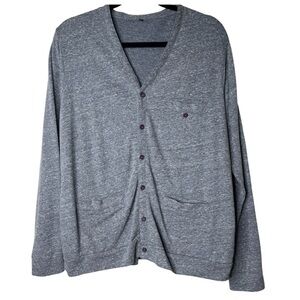Goodale Textured Button Up Cardigan Sweater Jacket Slate Gray Blue Medium